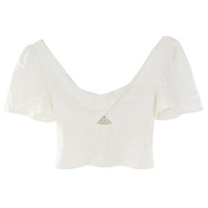 Blue Rain Francesca's Crossover Crop Top Smocked Back Size S Ivory NWT